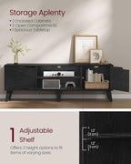 VASAGLE TV Stand for 65-Inch TVs, Entertainment Center with Adjustable Shelf, 58-Inch Long Media Console Table, Transitional Style, for Living Room, Bedroom, Ebony Black ULTV556B01