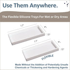 Countertop and Vanity Tray - 2 PC Small 7.7" Silicone Bathroom Trays, Kitchen Soap Tray, Dish Sponge Soap Holder Kitchen Sink Organizer Caddy, Bathroom Counter Trays for Lotion Dispenser