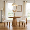 Modern Dining Chairs Set of 2, Upholstered Kitchen Chairs with Curved Back, Farmhouse Linen Fabirc Dining Room Chair Comfy Wood Chairs for Living Room/Home Office/Reception, Beige