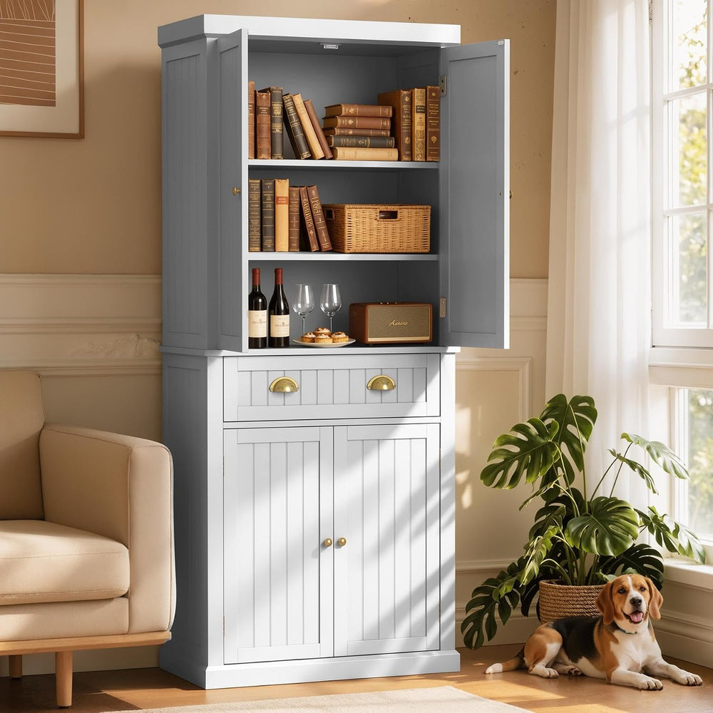 72" Kitchen Pantry,Tall Storage Cabinets with Doors and Shelves,Freestan...