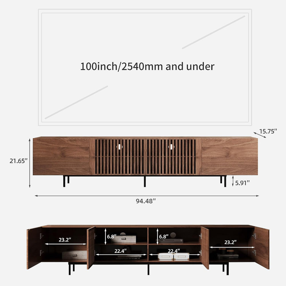 Mid-Century Modern TV Stand and Expandable Coffee Table Set | Walnut Finish, ...