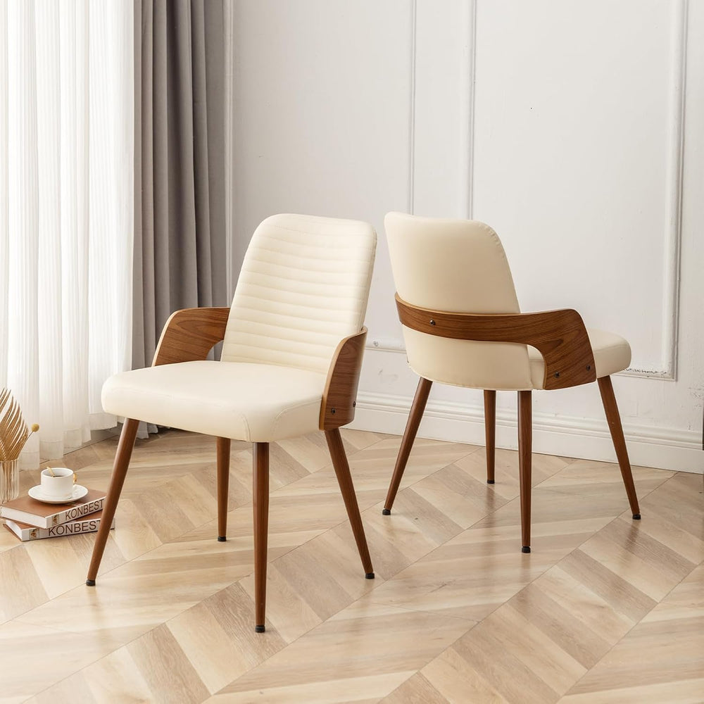 Dining Room Chairs,Mid Century Modern Kitchen Chair,Upholstered Faux Leather ...