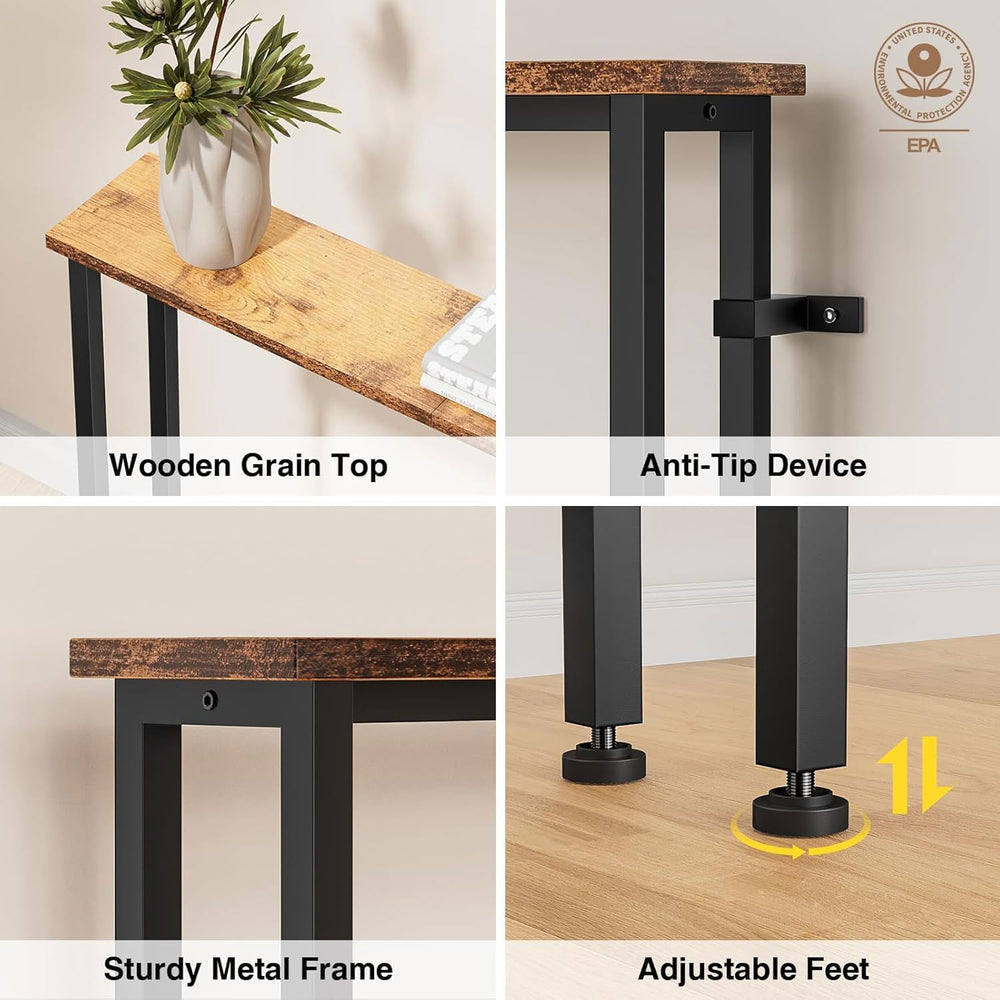 Keelian 70" Narrow Console Sofa Table with Power Outlets & 2 USB Por...