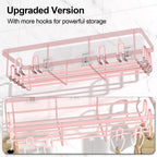 2025 New Adhesive Shower Caddy, Shower Shelves with 16 Hooks, Pink 2 Pack