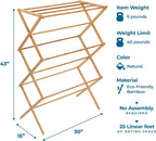 Honey-Can-Do Collapsible Bamboo Drying Rack – Sturdy & Foldable Laundry Drying Rack, Space-Saving & Portable Clothes Rack for Air-Drying Clothes, Towels, Blankets & Delicates, Indoor & Outdoor Use.