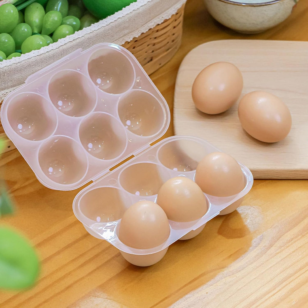 6 Grid Eggs Holder Container, Portable Tray Egg Grid Storage Container With Lid Camping Boxes Carriers For Camping Picnics Travel Kitchen Restaurants