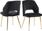 NORDICANA Modern Dining Chair Set of 2, Black Velvet Fabric Upholstered Accent Chairs with Golden Metal Legs, Round Back Side Chairs for Kitchen Living Room Bedroom