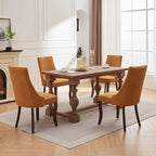 Linen Dining Chairs Set of 6,Comfy Fabric Upholstered Accent Chairs for Kitchen Living Room,Channel Tufted Dining Room Chairs with Curved Solid Wood Legs(Yellow)