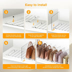 Purse Organizer for Closet Organizers and Storage, Adjustable Clear Shelf Dividers for Purse Organizer, Closet Shelf Storage Suitable for Bookshelf Dividers, Bedroom, Offices(2Set-Small)
