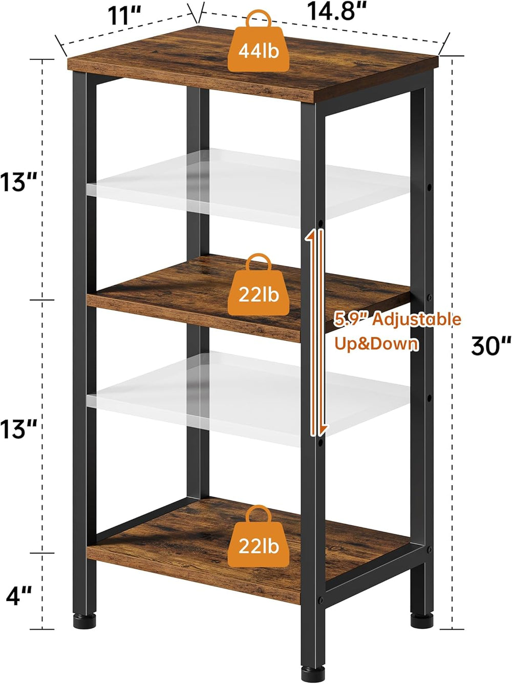 Asgolion Small Side Table, Tall End Table with Adjustable Shelf, Accent Table...