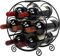 TreeLen Wine Racks Countertop, 7 Bottles Wine Organizer Stand, Metal Free Standing Wine Storage Holder, Water Bottle Holder Stand-Black