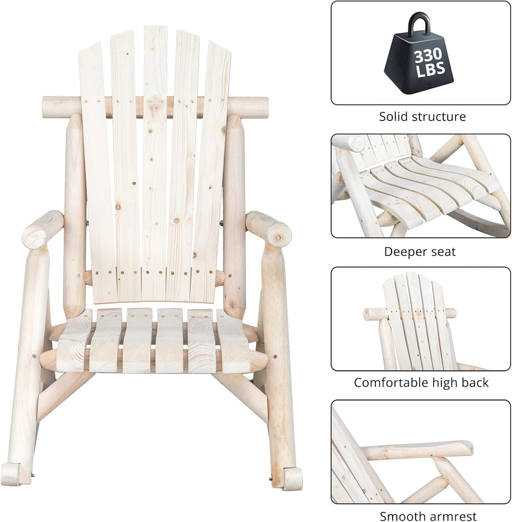 Outvita Wooden Rocking Chair Set of 2 for Garden Patio(Natural Finish) | Fir ...