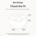 BLUE GINKGO Small Stackable Organizer Caddy – Korean-Made Portable Tote for Bathroom, Office, Crafts, or School Supplies (Square, White)