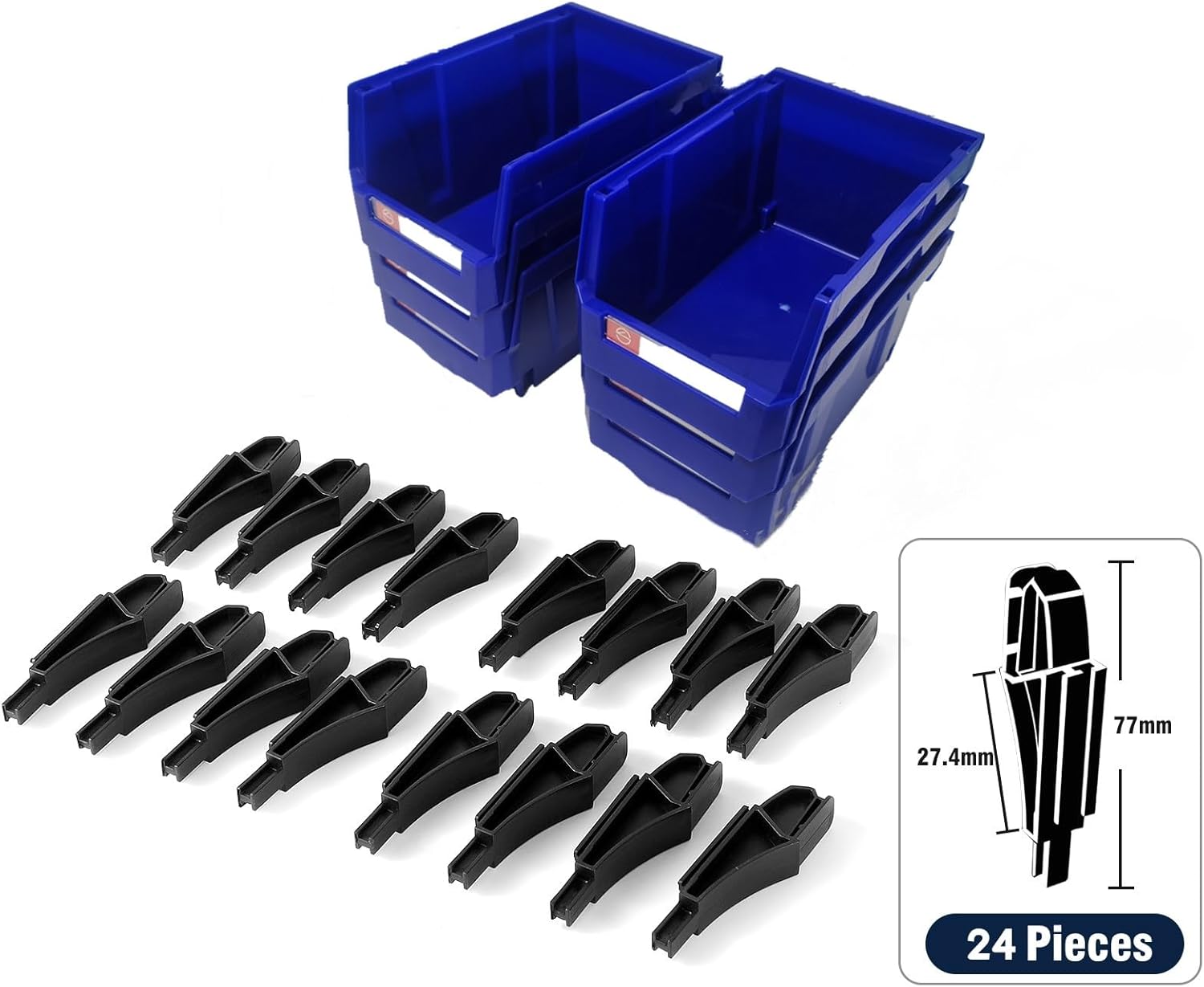 Pe&Hui Storage Organizer Bins,Wall Mount Storage Parts Rack,Stackable Shop Tool Bins for store Screws,Small Parts,Office Supplies and other Accessories Blue (6Pack)