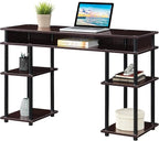 Convenience Concepts Designs2Go No-Tools Student Desk with Shelves in Espresso Wood Finish