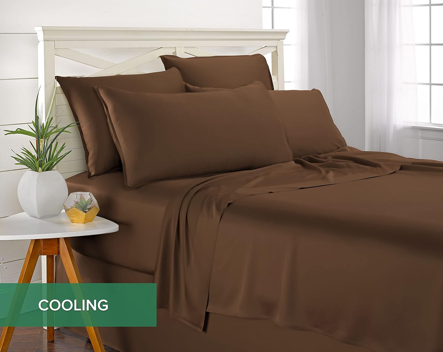 King Pillowcases by Pure Bamboo, Genuine 100% Organic Viscose Derived from Bamboo, Luxuriously Soft & Cooling, Double Stitching, Envelope Closure (2 King Pillowcases, Coconut Husk)