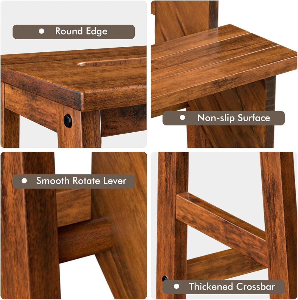 Giantex 3 Tier Folding Step Ladder, Multifunction 3-in-1 Wood Step Stool, Dis...