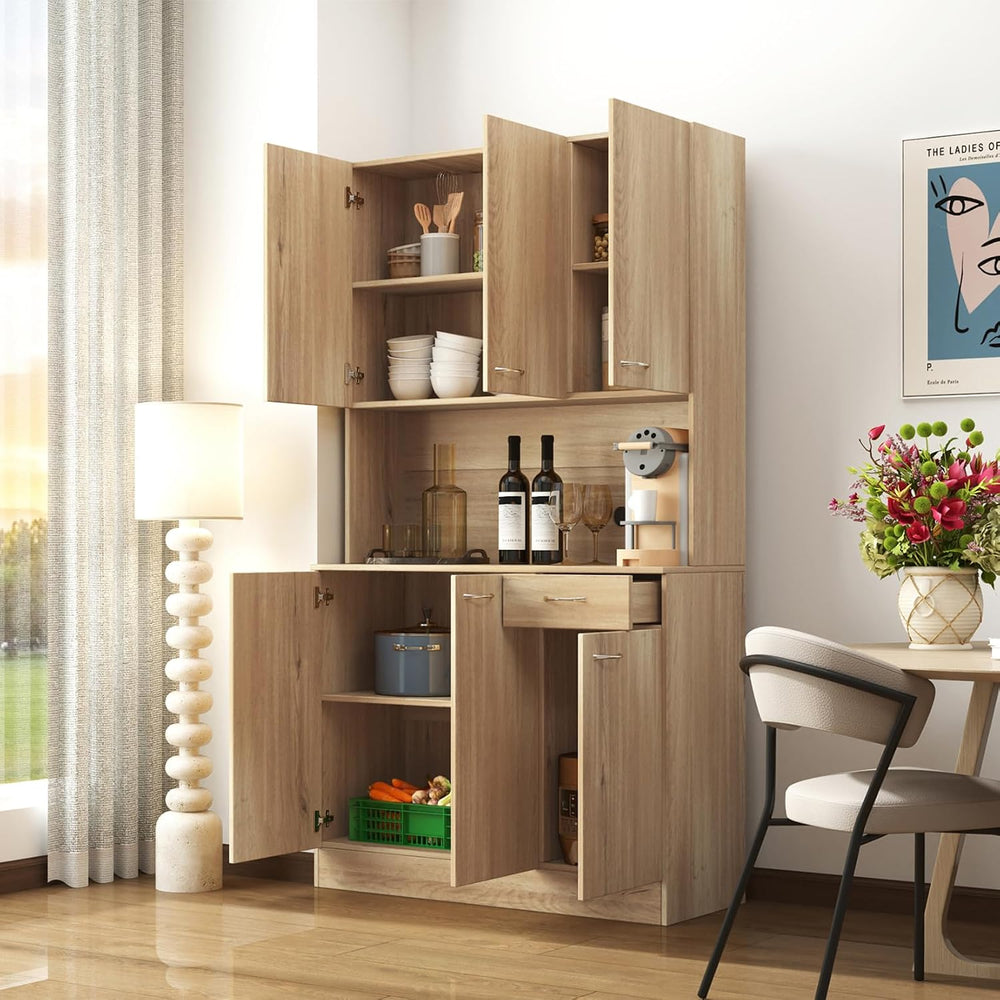 39.37" W Kitchen Pantry Cabinet, Freestanding Farmhouse Storage Cabinet ...