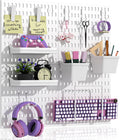 AKTOP Peg Board Wall Organizer 4-Pack – 12"x12" White Pegboard Combination Kit with 13 Accessories for Wall, Plastic Peg Board Panels for Home, Office, Garage Tool Storage & Craft Room