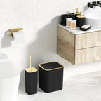 Bathroom Accessories Set - Gorgeous Black Bathroom Set, 10PC Bathroom Accessory Set, Toilet Brush, Trash Can, Qtip Holder Dispenser & Soap Dispenser