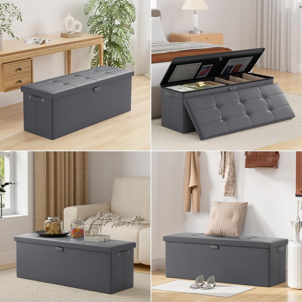 ENGPOW Storage Ottoman, Fireproof Folding Bench with Lock(15”x 43”x15”), Wate...