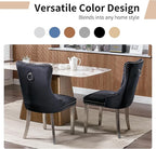 Luxury Upholstered Dining Chairs Set of 4, Black Kitchen Chair with Silver Metal Legs, Velvet Tufted Back Dining Chair, Sillas de Comedor, Modern Kitchen & Dining Room Chairs (Black, 4 Pcs)