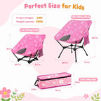 Kids Camping Chair, Foldable, Flowers | Lightweight, Carry Bag, Heavy Duty, Portable, Indoor & Outdoor Use