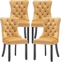 Mid Century Modern Dining Chair Set of 4 Velvet Upholstered Dining Accent Chair Farmhouse Dining Chairs with High Back and Nailhead Trim for Kitchen, Living Room, Bedroom (Gold)