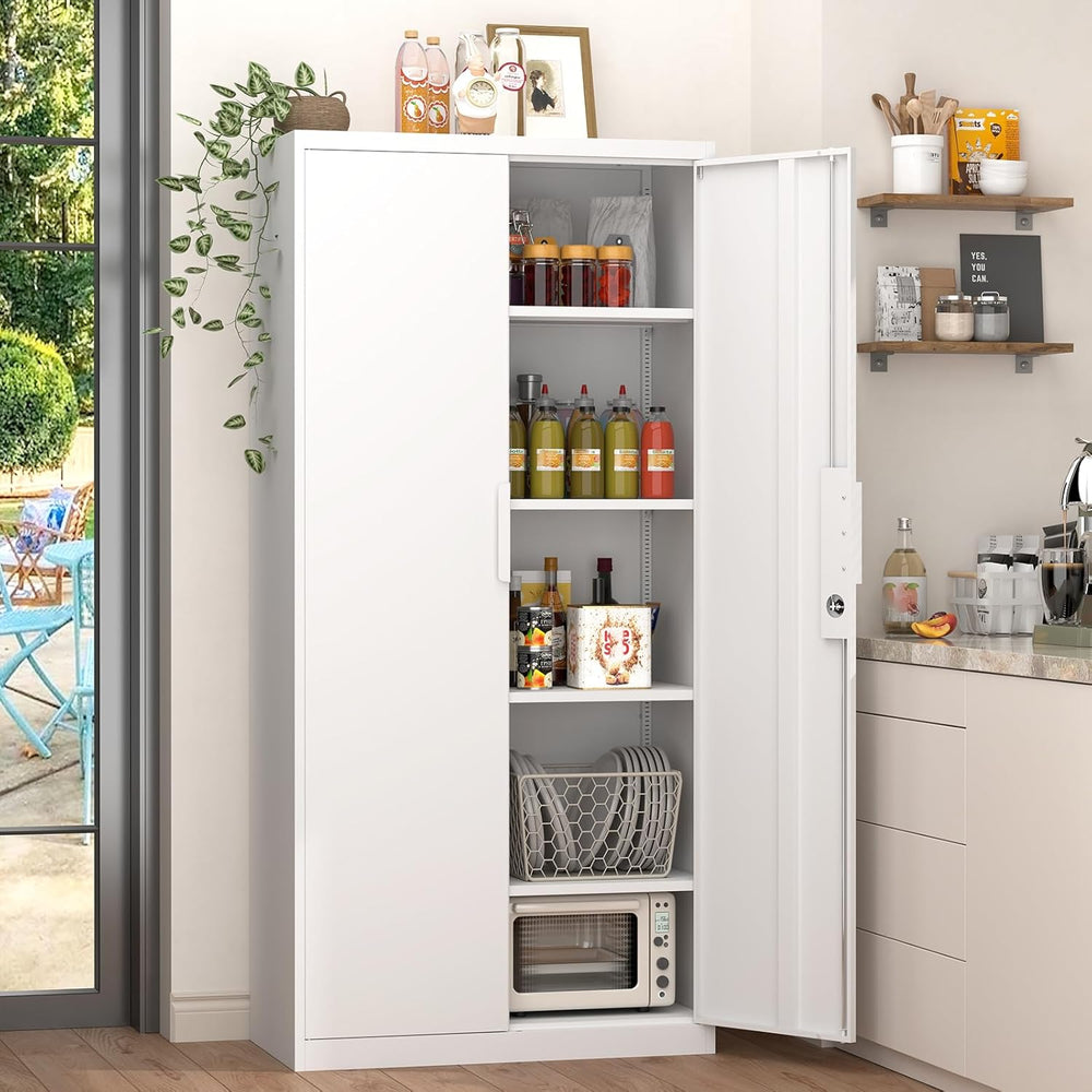GREATMEET Metal Garage Storage Cabinet with 2 Doors and Shelves - 72" x ...
