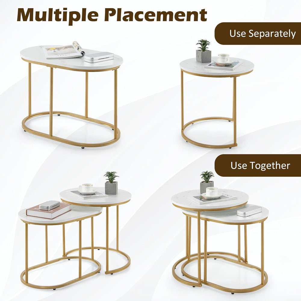 Giantex Modern Nesting Coffee Table Set of 2, Coffee Table & End Table Se...