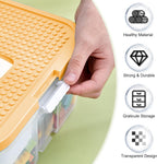 Toys Organizer Storage Case for Lego Box Kids Toy Stackable Building Blocks with Lids Bins Adjustable Lego Storage Containers Plastic Toy Box 2 Layer (Lemon)