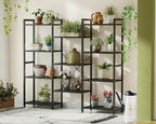 Casaottima Triple 4 Tier Bookshelf, Large Bookcase with 11 Open Display Shelves, Modern Industrial Book Shelves Book Case for Bedroom, Wide Standing Shelving Unit for Living Room Home Office, Black