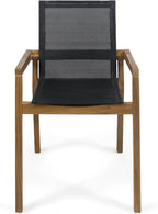 Merax Mesh Seating Solid Wood Dining Chairs Set of 2, French Country Style Accent Side Seating Furniture for Kitchen, Living Room, Textile Back,Teak