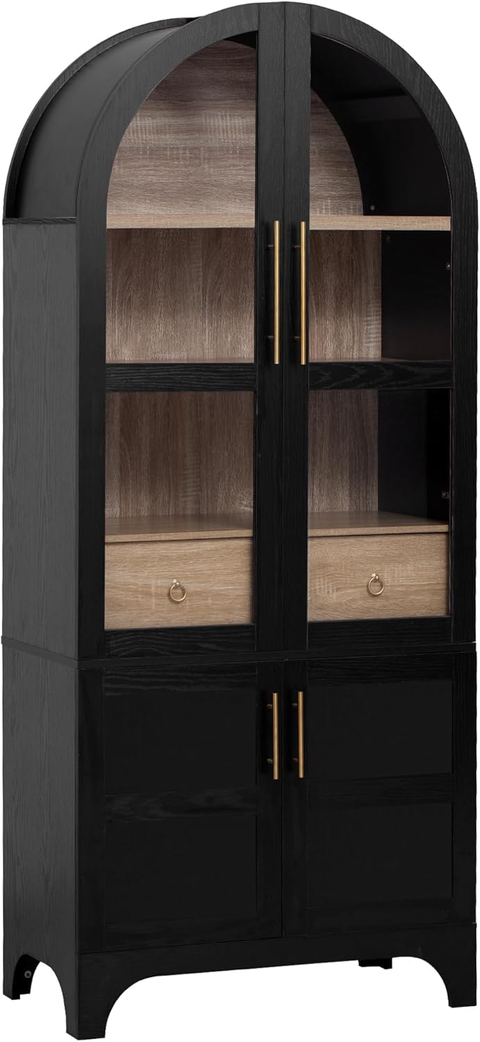 Modern 71" Tall Arched Kitchen Pantry with Door Shelves,Storage Cabinets...