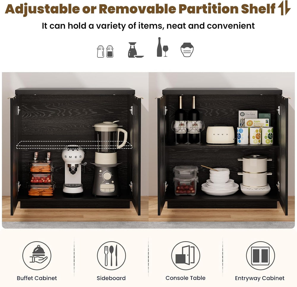HOMMPA 31.5'' Sideboard Buffet Cabinet with Storage Boho Kitchen Buff...