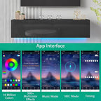 HOMMPA Floating TV Stand with LED Lights for TVs up to 65 Inch, Wall Mounted Entertainment Center with Storage, Modern High Glossy Media Console for Living Room, Bedroom, Black