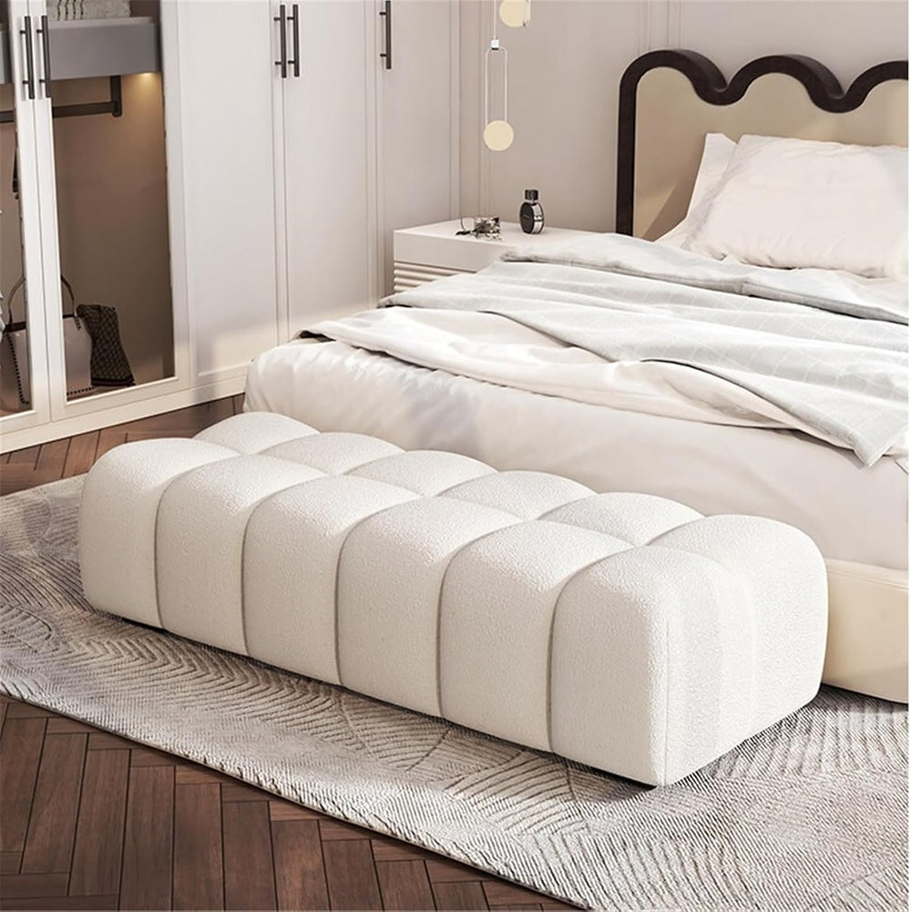 Modern Fabric Bed end Bench Long Bedroom Dressing Room Sofa Entryway(XS)