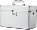 Storage Lock Box with Combination code, Lockable Medicine Storage Case, Empty First Aid Box, Security Lock Box, Multipurpose Lockbox for Home and Outdoor Use (Silver, Large)