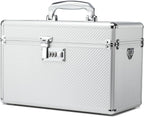Storage Lock Box with Combination code, Lockable Medicine Storage Case, Empty First Aid Box, Security Lock Box, Multipurpose Lockbox for Home and Outdoor Use (Silver, Large)