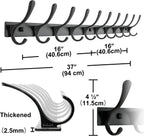 SKOLOO Coat Rack Wall Mounted - 10 Hooks, Pack of 2, Heavy Duty, Stainless Steel, Metal Wall Hanger, Sturdy Coat Hooks for Hanging Coats, Jacket, Clothes, Hat, Black