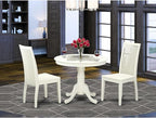 East West Furniture ANIP3-LWH-W 3 Piece Modern Dining Table Set Contains a Round Kitchen Table with Pedestal and 2 Dining Room Chairs, 36x36 Inch, Linen White