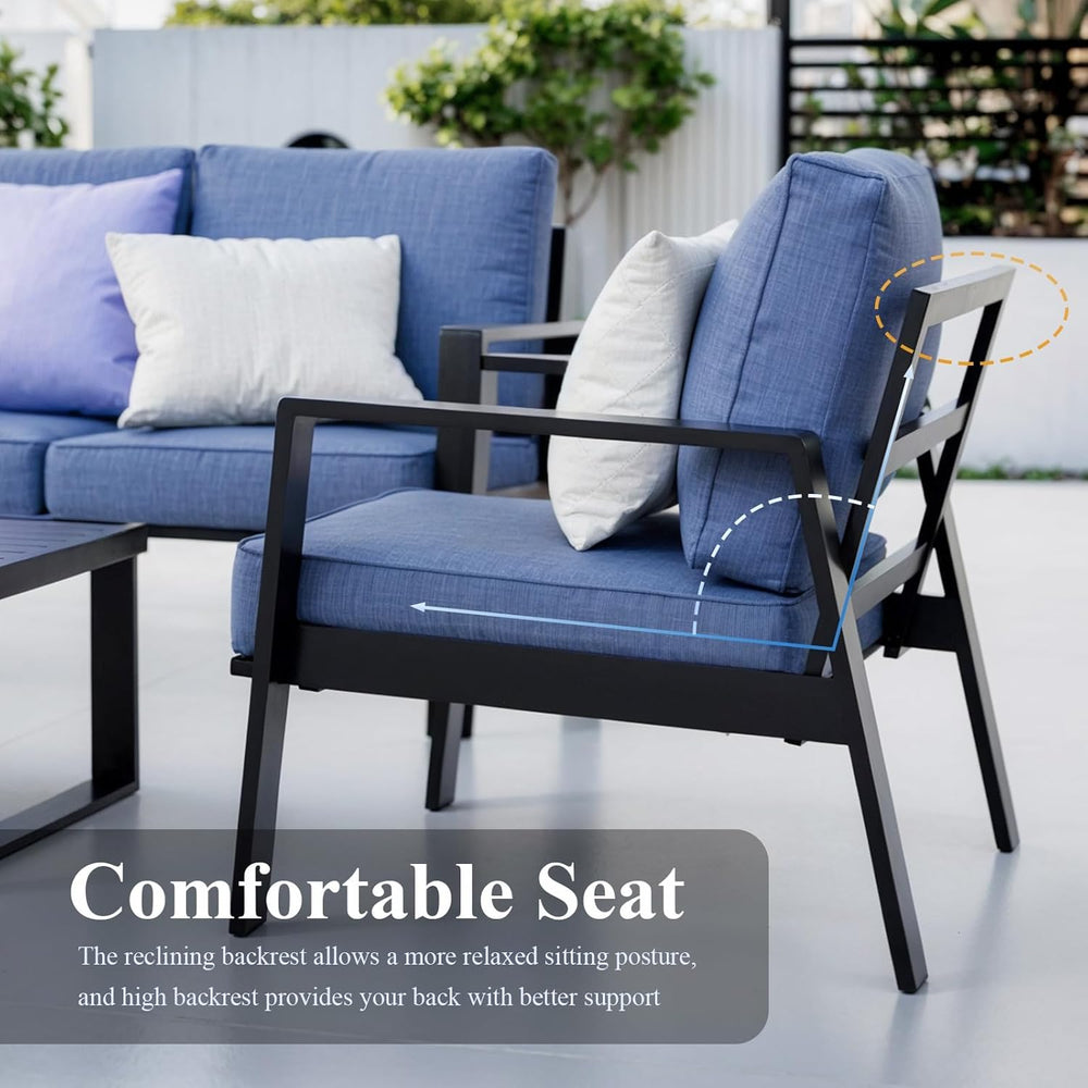 Aluminum Outdoor Patio Furniture Set, 5 Piece Sectional Coversation Sets with...