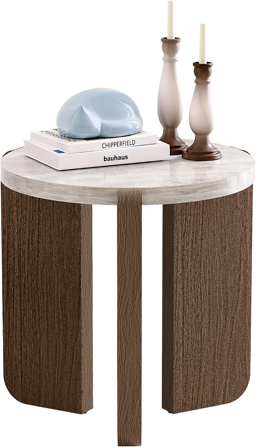 SUNBURY Side Table, Small Round End Table with 3 Legs, Nightstand for Small S...