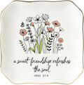 HEXMOZ Friendship Gifts for Women, Best Friend, Friend - Birthday Ideas | Soul Sister Gift for Women Christian - Sweet Friendship 4.5"X4.5" Floral Ceramic Jewelry Dish Tray - Tricket Dish
