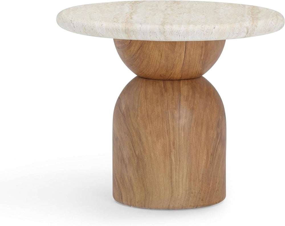 First of a Kind Side Table in Brown,Travertine Concrete