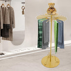 52.8in-Gold Retail Display Tie Scarf Rack, Belt Hanger Tie Rack, 360° Rotation Adjustable Height, Belt Display Scarf Stand Shawls Shelf, Organizer Holder for Clothing Store Retail, Bedroom