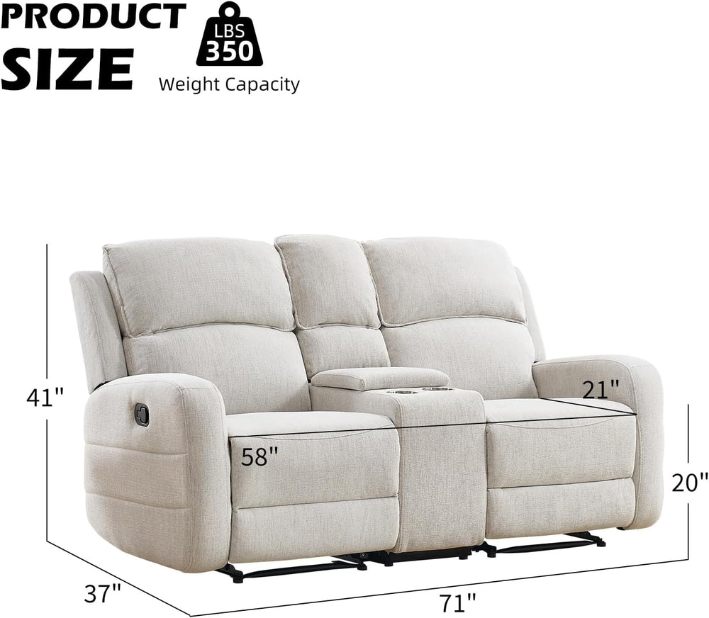 EBELLO Manual Living Room Furniture Reclining Couch Set, Soft Fabric Loveseat...