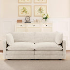 ROWHY 78'' Sectional 2 Seat Cloud Loveseat with 2 Throw Pillows, Modern Corduroy Love Seat, Cozy Sofa for Living Room, Office and Bedroom, Beige