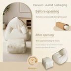 Bean Bag Chair with Ottoman, Bean Bag Sofa,Accent Chairs,Corduroy Fabric, Comfortable Reading Chairs for Living Room, Bedroom, Reading Nook,Modern Lounge Reclining Chair with Footrest (WHITE, Medium)
