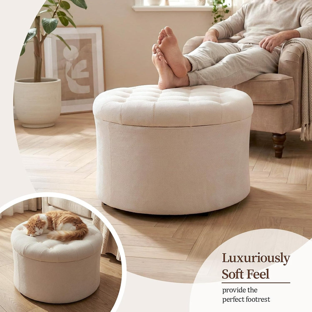 ONBRILL Round Ottoman Foot Rest, 24" Storage Ottoman | 15.4" Height...